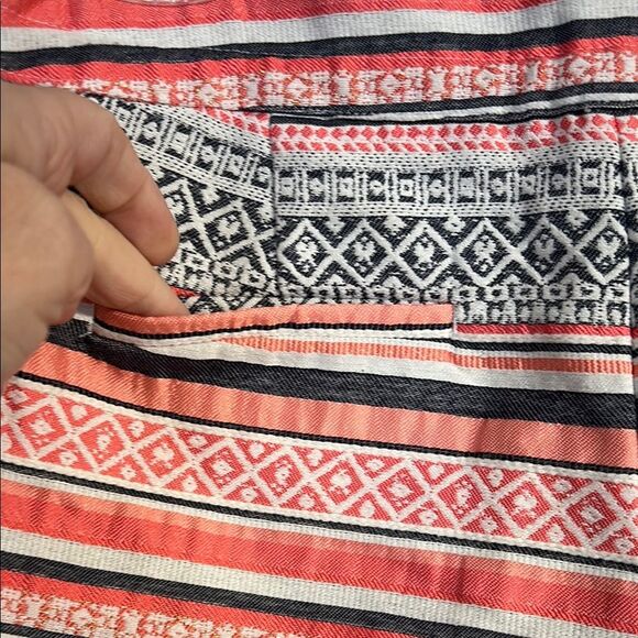 Ann Taylor Loft 4 Coral Gray Geometric Bermudas The Riviera Boardwalk Stripe - Picture 5 of 6